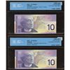 Image 2 : Bank of Canada $10, 2001 Sheet Replacement - Consecutive Pair