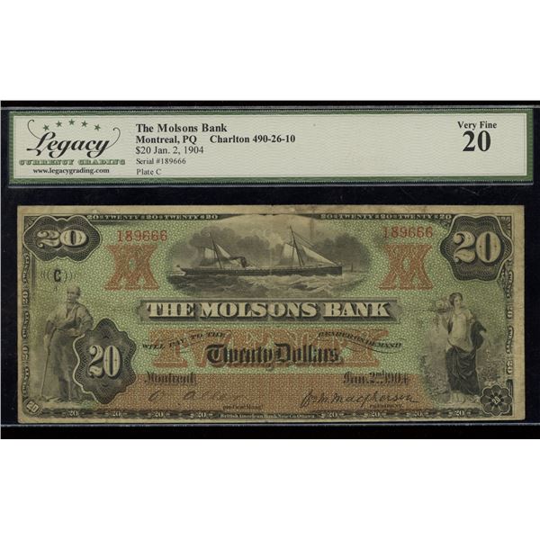 Molsons Bank $20, 1904