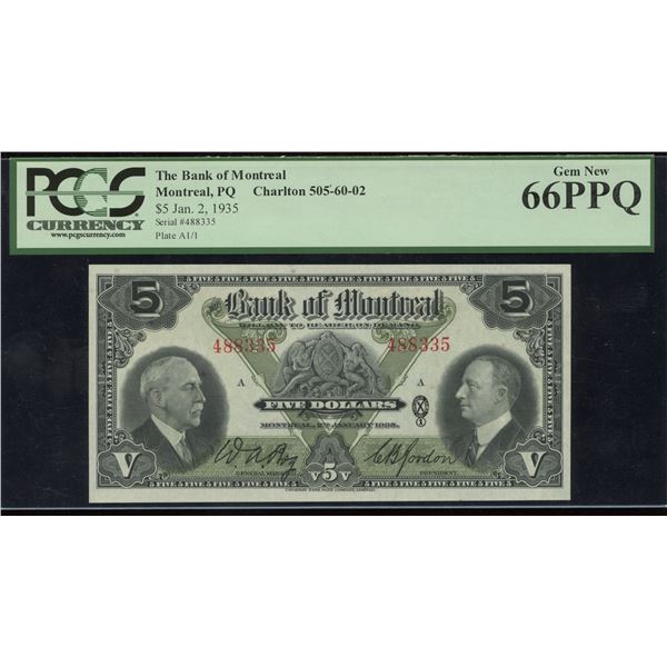 Bank of Montreal $5, 1935