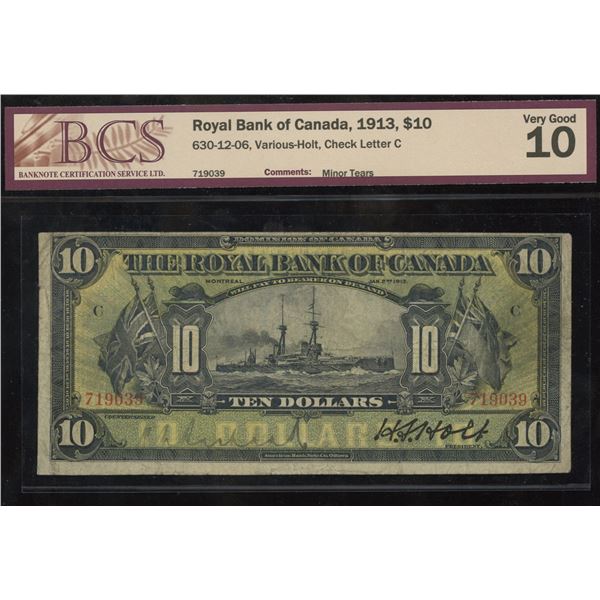 Royal Bank of Canada $10, 1913