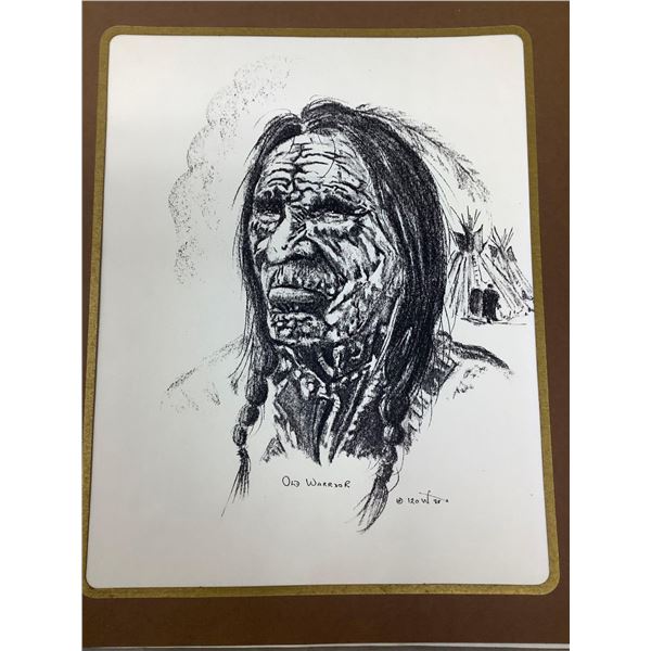Indigenous Lithograph 8x10 - Old Warrior #120