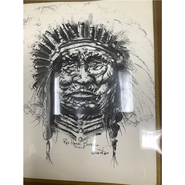 Indigenous Lithograph 8x10 - Red Heart Buffalo Sioux #108
