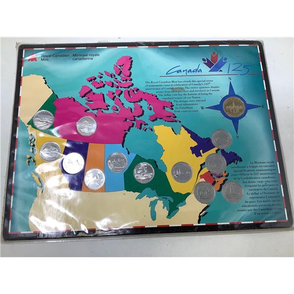 Canada 125 Year Mint Issued Provincial Quarter Set