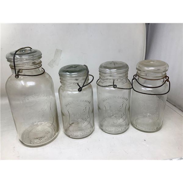 Perfect Seal Swing Top Antique Canning Jar- lot of 4