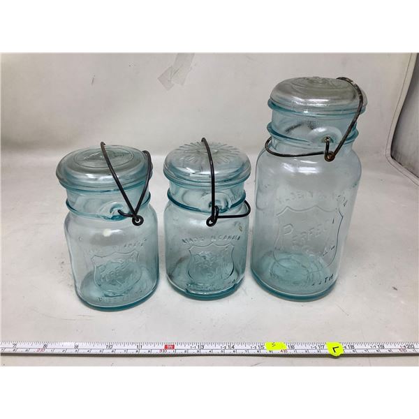 Perfect Seal Swing Top Antique Canning Jar- lot of 3