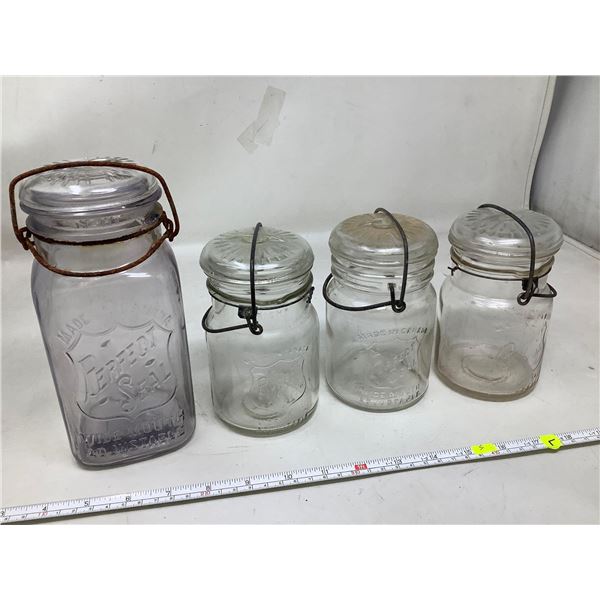 Perfect Seal Swing Top Antique Canning Jar- lot of 4