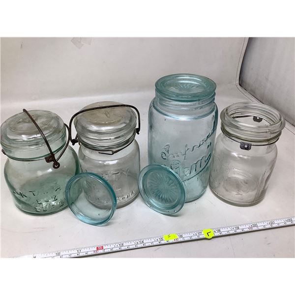 asst brands Swing Top Antique Canning Jar- lot of 4