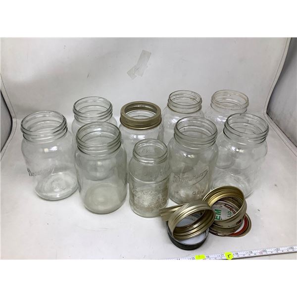 Lot of asst vintage mason sealer jars lot of 9