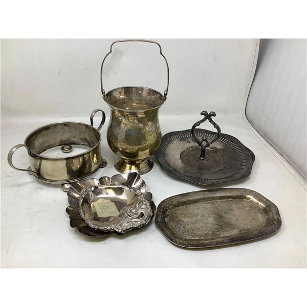 Lot of 6 Vintage Silver Plate Platters & Service
