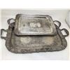 Image 1 : Lot of 2 large vintage silver service platters