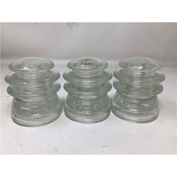 Vintage Insulators - Hemingray lot of 3