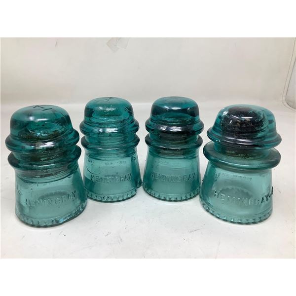 Vintage Insulators Green - Hemingray lot of 4