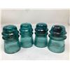 Image 1 : Vintage Insulators Green - Hemingray lot of 4