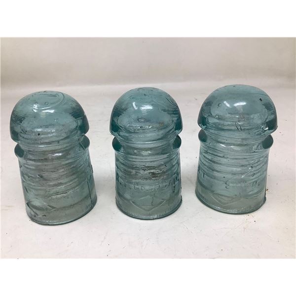 Vintage Insulators Green - Lot of 3