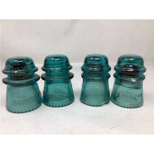 Vintage Insulators Green - Hemingray lot of 4