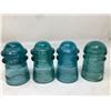 Image 1 : Vintage Insulators Green - Hemingray lot of 4
