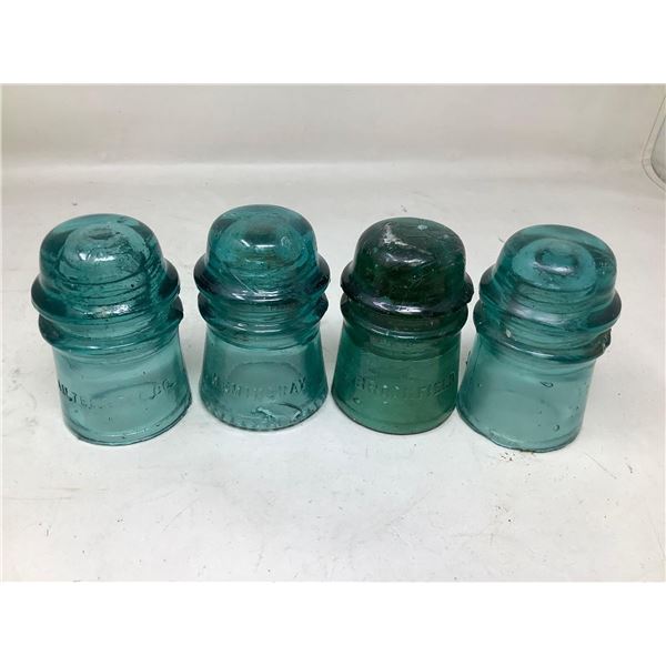 Vintage Insulators Green - Hemingray lot of 4
