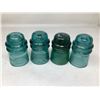 Image 1 : Vintage Insulators Green - Hemingray lot of 4