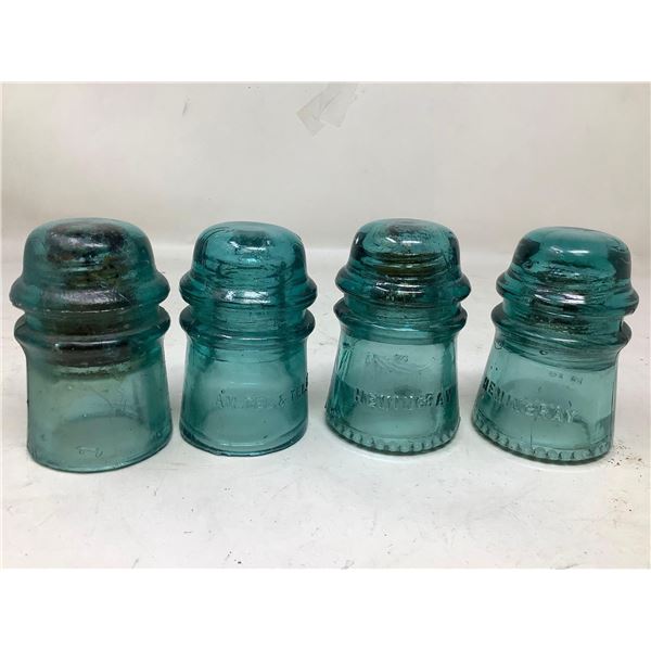 Vintage Insulators Green - Hemingray lot of 4