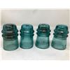 Image 1 : Vintage Insulators Green - Hemingray lot of 4