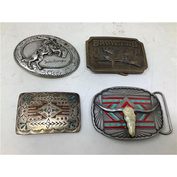 Lot of 4 vintage belt buckles