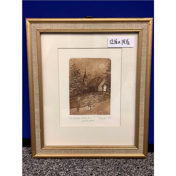 Framed Artwork Rick Charles original - St Columbia Church artist proof