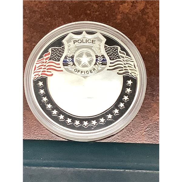 The Thin Blue Line to protect and to service police coin