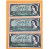 Image 1 : Canada 1954 $1.00 Bills, Crisp condition Lot of 3