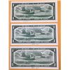 Image 2 : Canada 1954 $1.00 Bills, Crisp condition Lot of 3