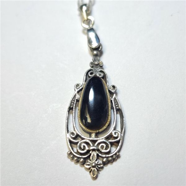 Silver Black Onx 16" Necklace, Suggested Retail Value $120