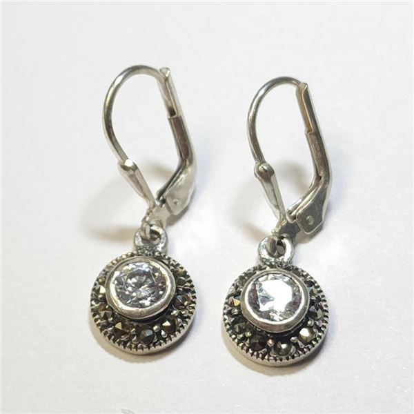 Silver Cz And Marcasite Earrings, Suggested Retail Value $120
