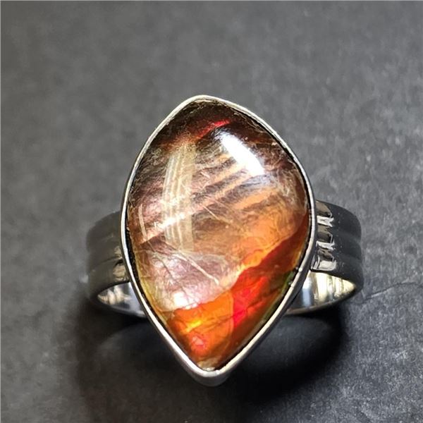 Silver Canadian Ammolite Ring, Suggested Retail Value $200