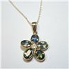Image 1 : 10K Yellow Gold Natural Greenish Blue Sapphire 18"(3ct) Diamond(0.1ct) Necklace, Suggested Retail Va