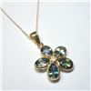Image 2 : 10K Yellow Gold Natural Greenish Blue Sapphire 18"(3ct) Diamond(0.1ct) Necklace, Suggested Retail Va