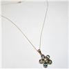 Image 3 : 10K Yellow Gold Natural Greenish Blue Sapphire 18"(3ct) Diamond(0.1ct) Necklace, Suggested Retail Va