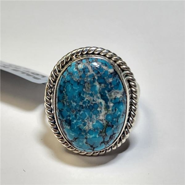 Silver Turquoise(11.7ct) Ring (~weight 5.7g), Suggested Retail Value $240
