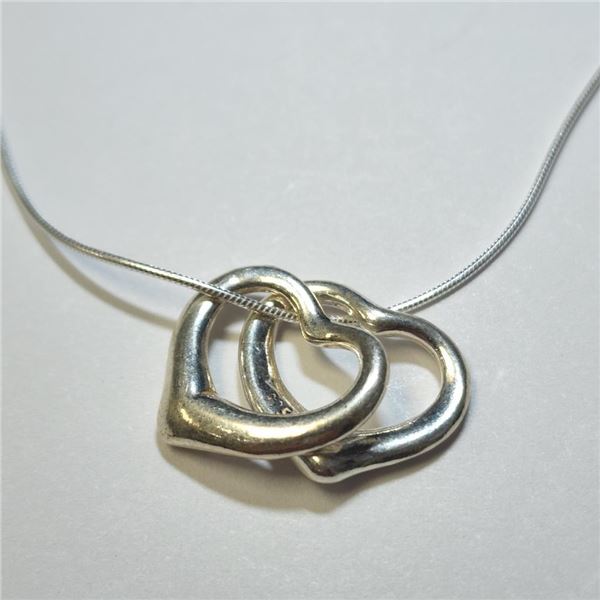 Silver 2 Heart Pendant Necklace, Suggested Retail Value $60