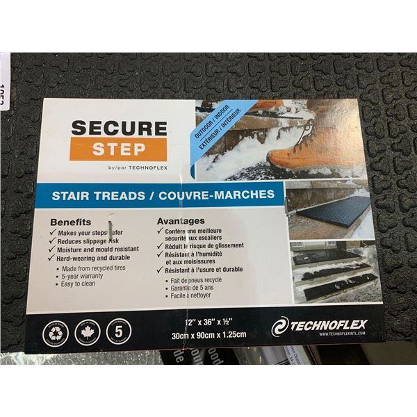 Secure Step Rubber Stair Treads 12x36 inch Lot of 3