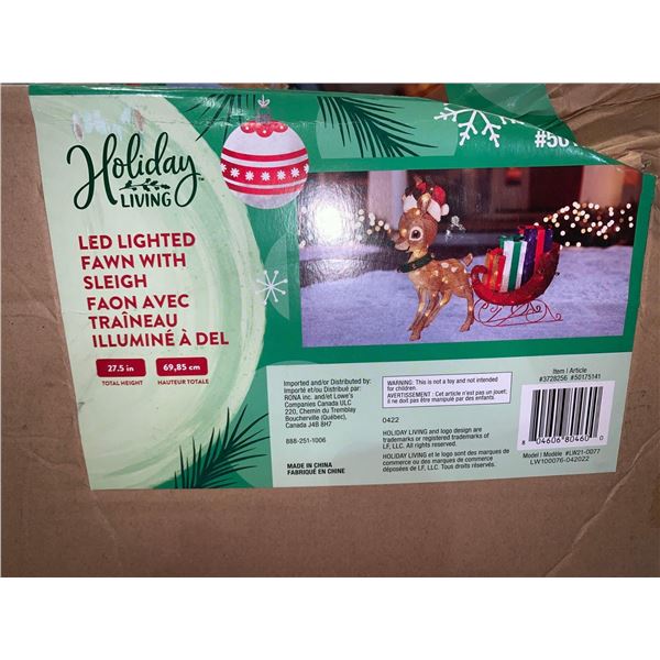 Holiday Living LED Lighted Fawn with Sleigh 27 inch Outdoor ornament