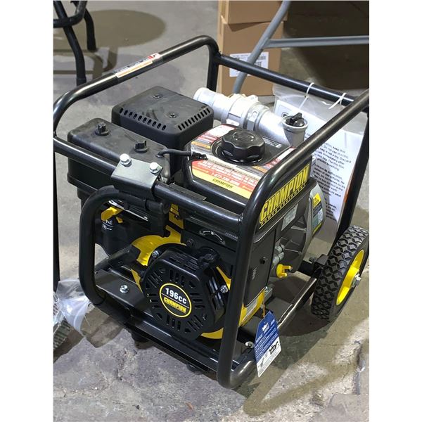 NEW Champion 196CC Gas 2 inch water pump, 158 gal / min includes hoses and manuals
