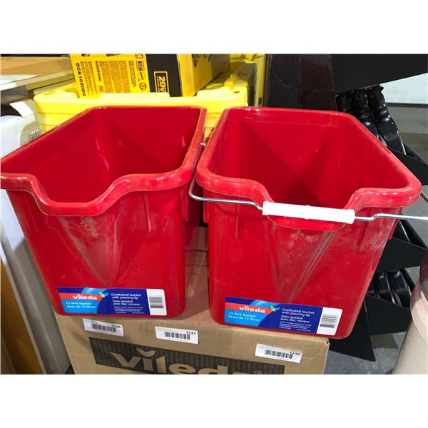 Vileda 15 Litre Graduated Bucket Lot of 2