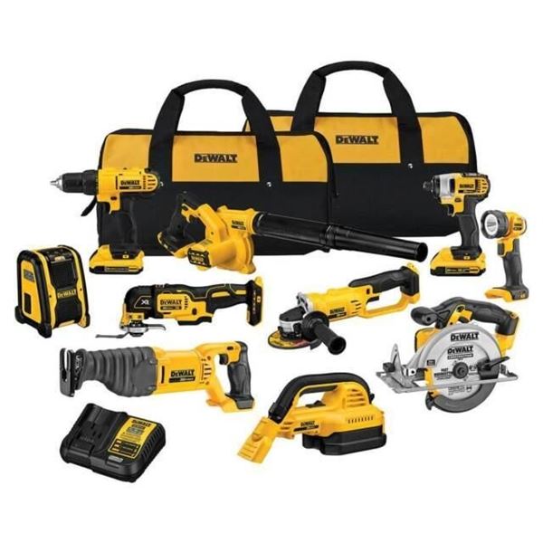 NEW Dewalt 10 Piece 20 V Lithium Cordless Tool Kit, includes all as shown, sealed new box