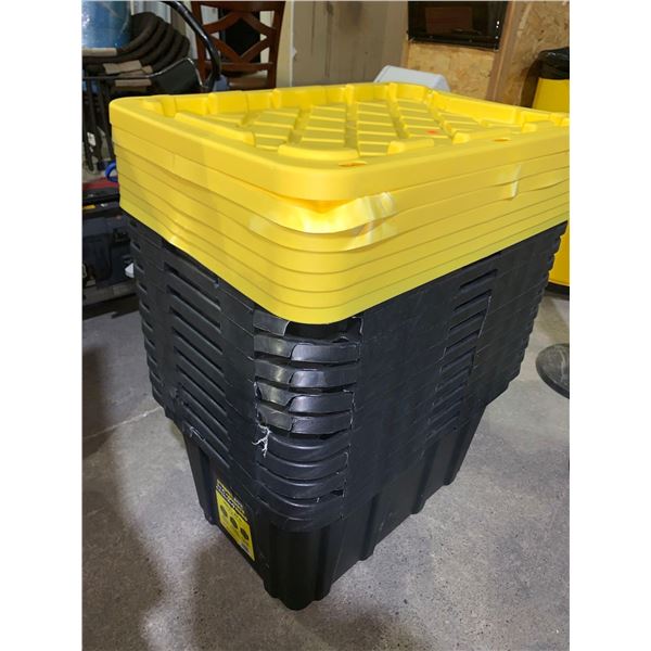 Lot of Strong Box Totes, Sold as a lot of 10, damaged corners