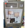 Image 1 : Glass & Steel Base Table Lamp Set lot of 2 with shades