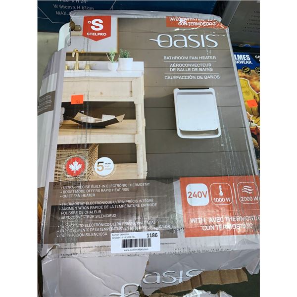 Oasis Bathroom Fan Heater with electronic thermostat