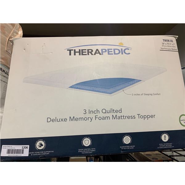 Therapedic 3 Inch Quilted Deluxe memory Foam Topper Twin XL