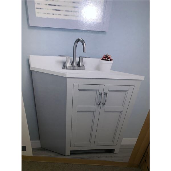 Style Selection 24.75 Inch Vanity Cabinet with sink and matching mirror set - NEW in Box