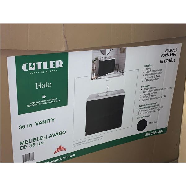 NEW Cutler Halo 36 inch Vanity Cabinet with sink in box