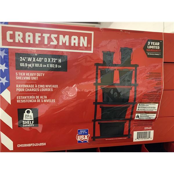Craftsman 5 tier heavy duty shelving unit - NEW , slight damage on side as pictured