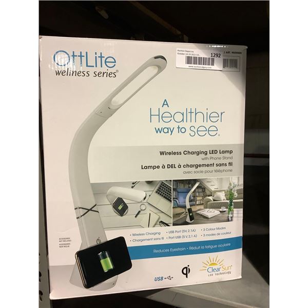 Ottlite desk lamp with cordless phone charger
